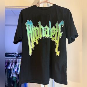 Alphalete Black Tee with Green Gradient Logo